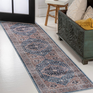 Alacati Ogee Medallion Washable Area Rug